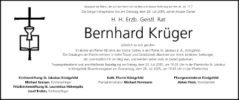 Anzeige von Bernhard Krüger von MGO