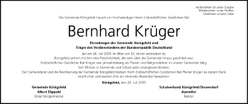 Anzeige von Bernhard Krüger von MGO