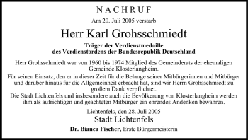 Anzeige von Karl Grohsschmiedt von MGO
