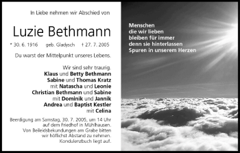 Anzeige von Luzie Bethmann von MGO