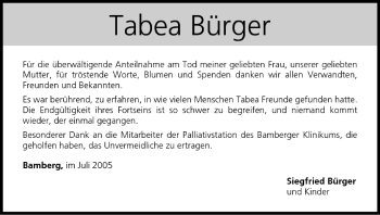 Anzeige von Tabea Bürger von MGO
