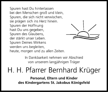 Anzeige von Bernhard Krüger von MGO
