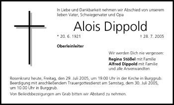 Anzeige von Alois Dippold von MGO