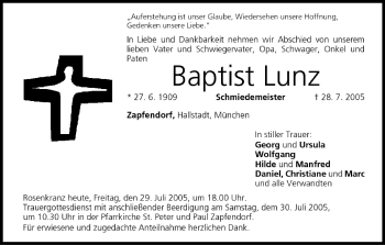 Anzeige von Baptist Lunz von MGO