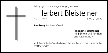 Anzeige von Herbert Bleisteiner von MGO