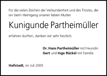 Anzeige von Kunigunde Partheimüller von MGO