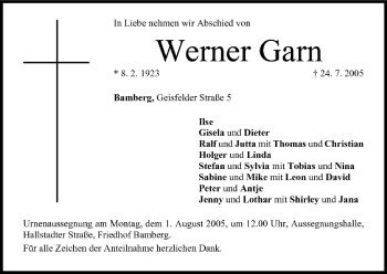 Anzeige von Werner Garn von MGO