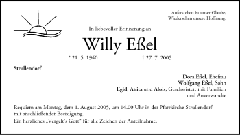 Anzeige von Willy Eßel von MGO