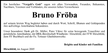 Anzeige von Bruno Fröba von MGO