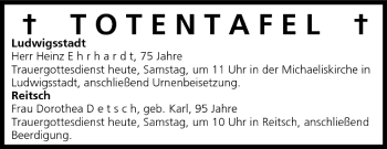 Anzeige von Totentafel vom 30.07.2005 von MGO