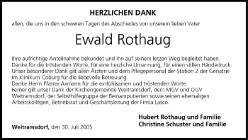 Anzeige von Ewald Rothaug von MGO