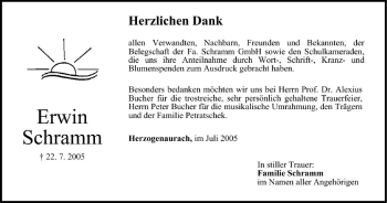 Anzeige von Erwin Schramm von MGO