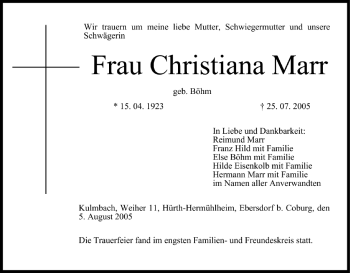 Anzeige von Christiana Marr von MGO