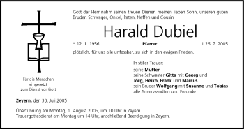 Anzeige von Harald Dubiel von MGO
