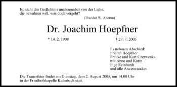 Anzeige von Joachim Hoepfner von MGO