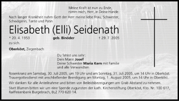 Anzeige von Elisabeth Seidenath von MGO