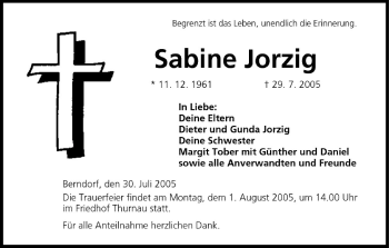 Anzeige von Sabine Jorzig von MGO
