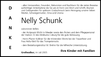 Anzeige von Nelly Schunk von MGO