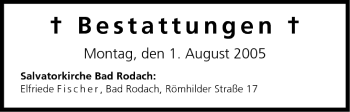 Anzeige von Bestattungen vom 01.08.2005 von MGO