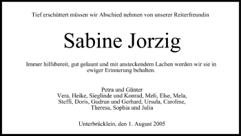 Anzeige von Sabine Jorzig von MGO