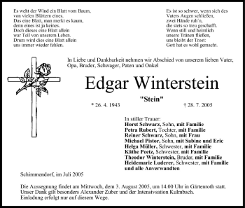 Anzeige von Edgar Winterstein von MGO