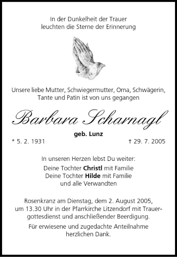 Anzeige von Barbara Scharnagel von MGO