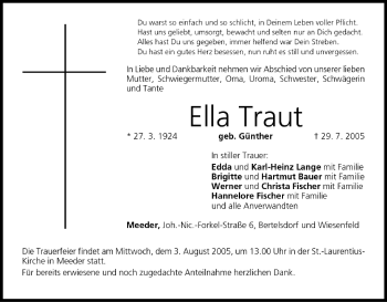 Anzeige von Ella Traut von MGO