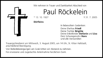 Anzeige von Paul Röckelein von MGO