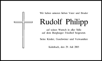 Anzeige von Rudolf Philipp von MGO
