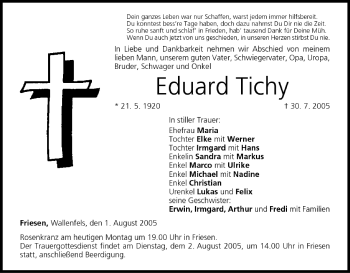 Anzeige von Eduard Tichy von MGO