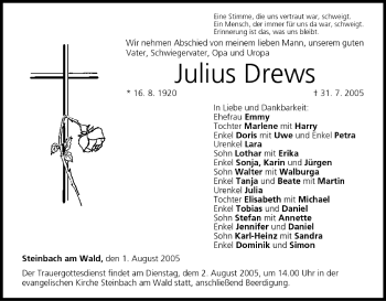 Anzeige von Julius Drews von MGO