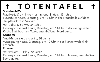 Anzeige von Totentafel vom 02.08.2005 von MGO