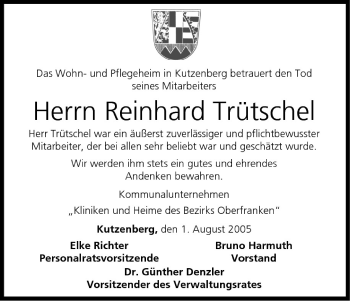 Anzeige von Reinhard Trütschel von MGO