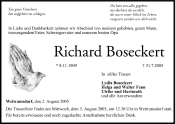 Anzeige von Richard Boseckert von MGO