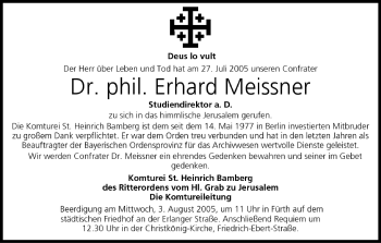 Anzeige von Erhard Meissner von MGO