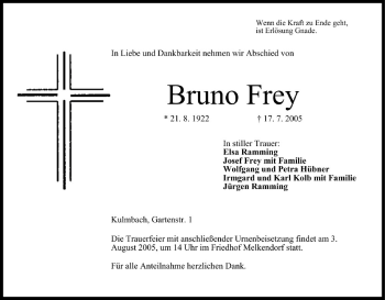 Anzeige von Bruno Frey von MGO