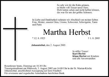 Anzeige von Martha Herbst von MGO