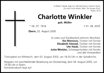Anzeige von Charlotte Winkler von MGO