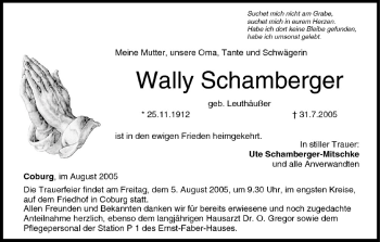 Anzeige von Wally Schamberger von MGO