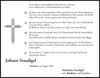 Anzeige von Johann Staudigel von MGO