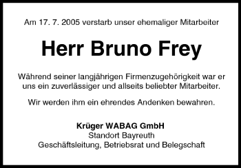 Anzeige von Bruno Frey von MGO