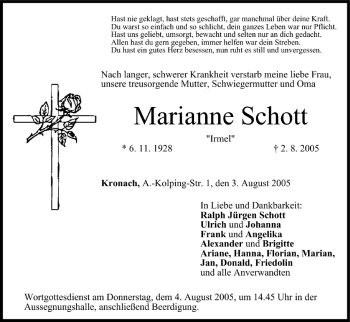 Anzeige von Marianne Schott von MGO