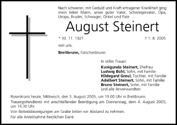 Anzeige von August Steinert von MGO