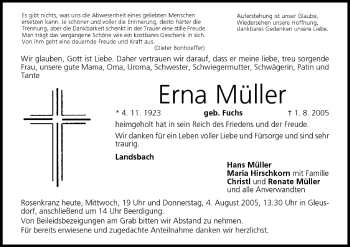 Anzeige von Erna Müller von MGO