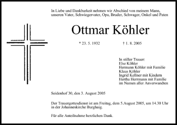 Anzeige von Ottmar Köhler von MGO