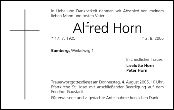 Anzeige von Alfred Horn von MGO