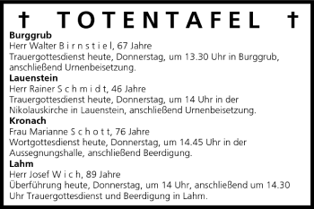 Anzeige von Totentafel vom 04.08.2005 von MGO
