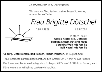 Anzeige von Brigitte Dötschel von MGO