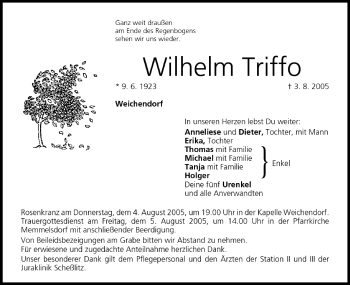 Anzeige von Wilhelm Triffo von MGO