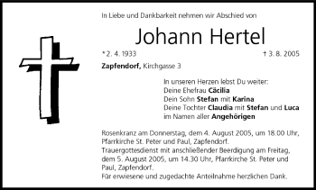 Anzeige von Johann Hertel von MGO